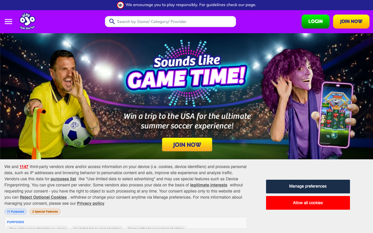 PlayOjo casino — screenshot