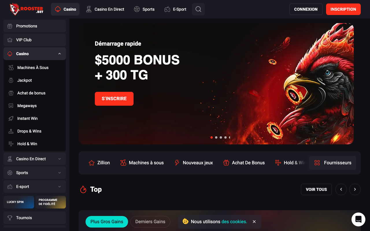Rooster.bet casino — screenshot